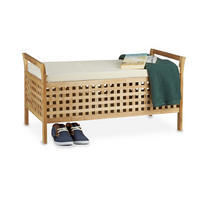 SITZBANK - Hellbraun, Holz/Textil (92.6/46.5/49cm) - Relaxdays