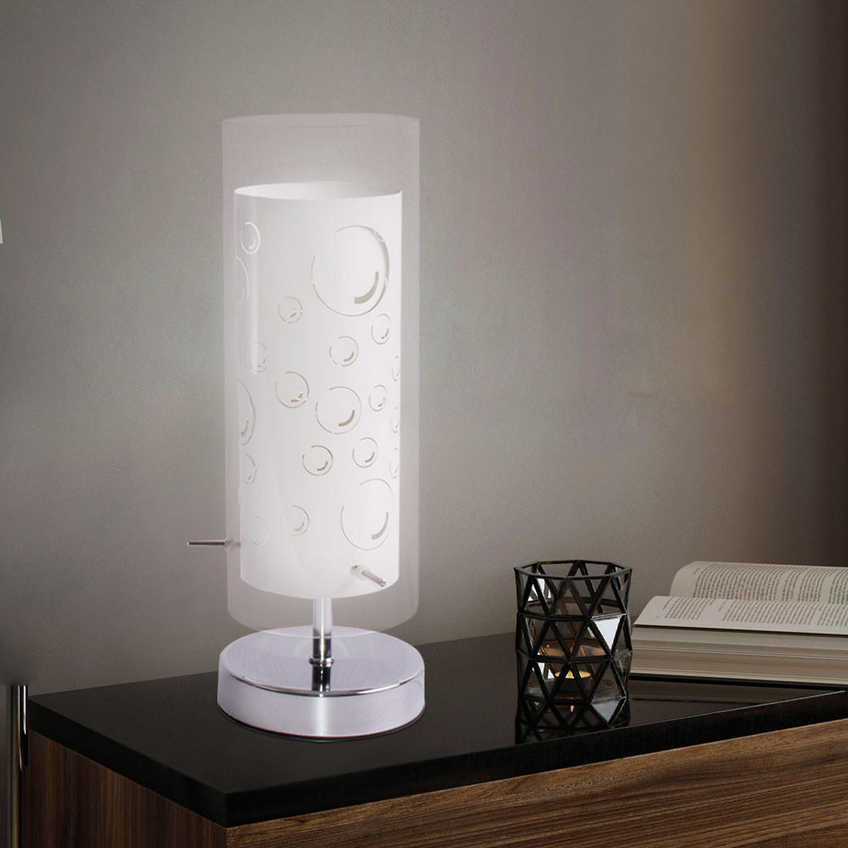 LED TISCHLEUCHTE ESMA Weiß Glas - Weiß, Glas (12/12/34cm)