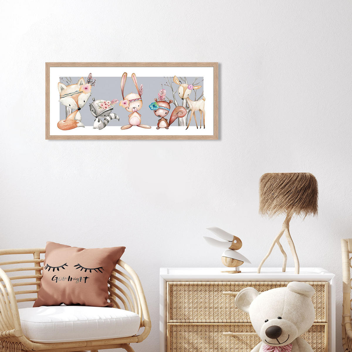 POSTER mit Rahmen 70x30 cm Kinderbild Pastell - Beige, Holz (71/30/2cm) - artissimo