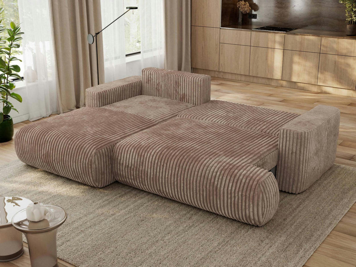 ECKSOFA OVO L Braun Cord - Links Seite - Schwarz/Braun, Kunststoff/Textil (271/195cm) - MKS