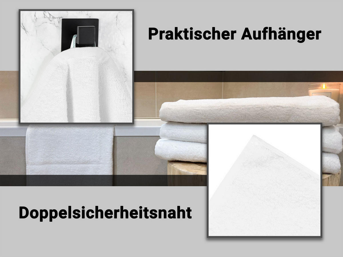 DUSCHTÜCHER, 5er-Set, 70x140 cm, 100% Baumwolle, Weiß - Weiß, Textil (70/140cm) - Zollner