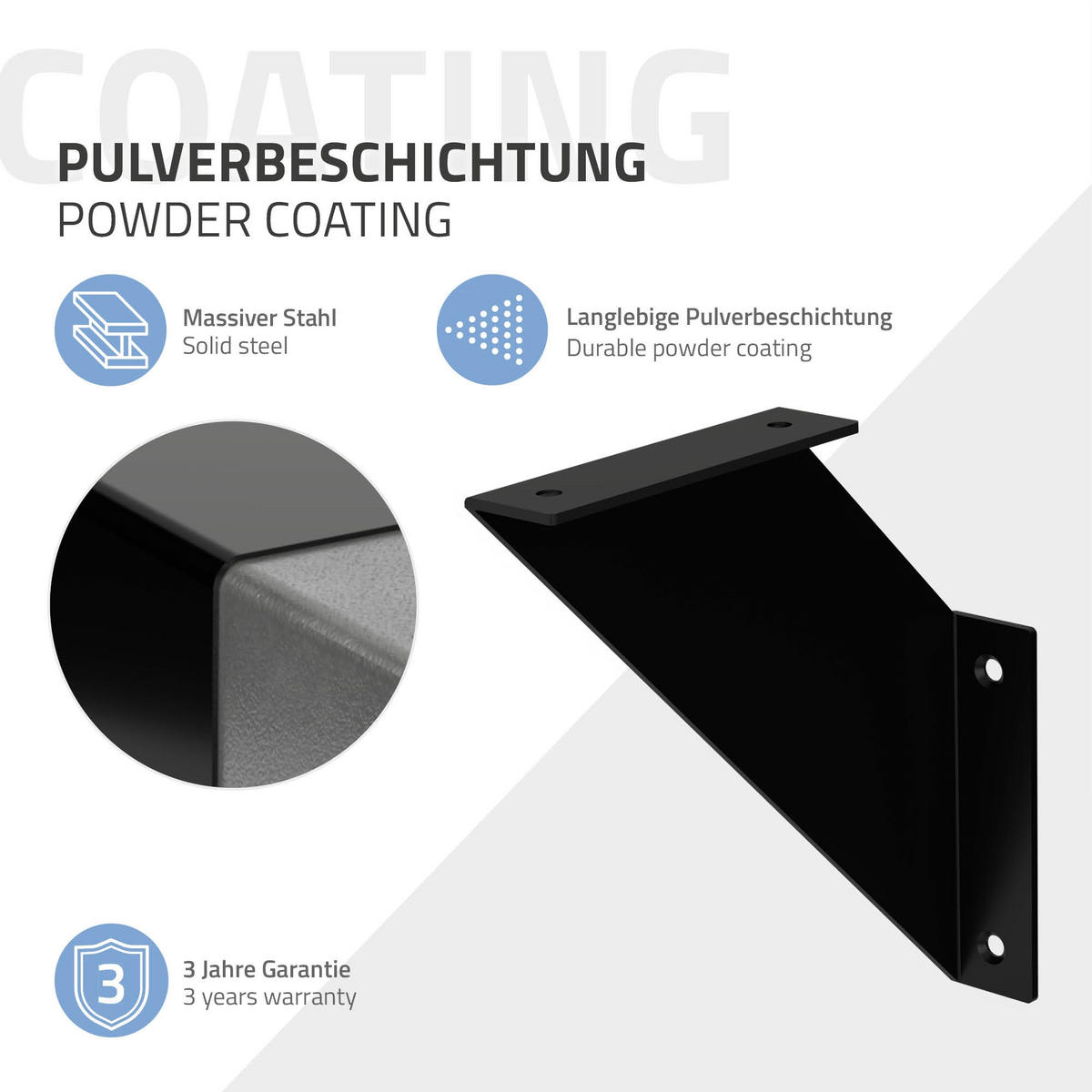 REGALHALTERUNG 2er Set - Schwarz, Metall (20/20/3cm) - ML-DESIGN
