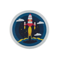 KINDERTEPPICH Bambini Satellite Mazovia Rund Ø100cm Weiß Marineblau Rakete Kurzflor - Weiß, Textil (100/100cm) - Mazovia