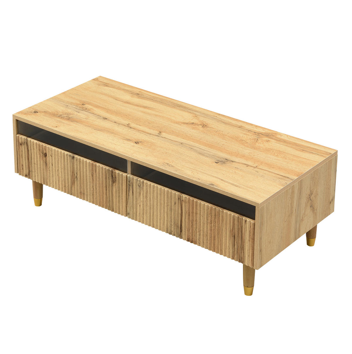 OBÝVACÍ sestava s TV stolkem 178/35/45 cm a konferenčním stolkem 110/50/40 cm s LED a úložným prostorem, Dekor dřeva - přírodní, kompozitní dřevo (178/45/35cm) - Redom