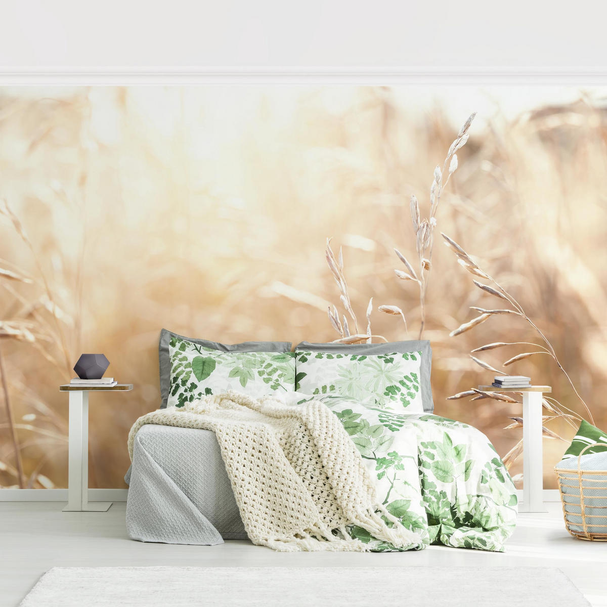 FOTOTAPETE Gräser im Sonnenschein 336/225 cm - Eichefarben, Papier (336/225cm) - Bilderwelten