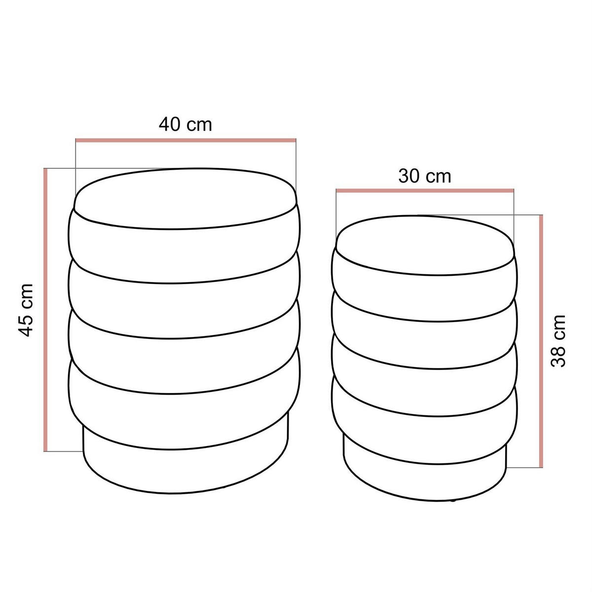 Pouf-Set MIRELLE gepolstert grau - Grau, Textil (40/45/40cm) - Lookway