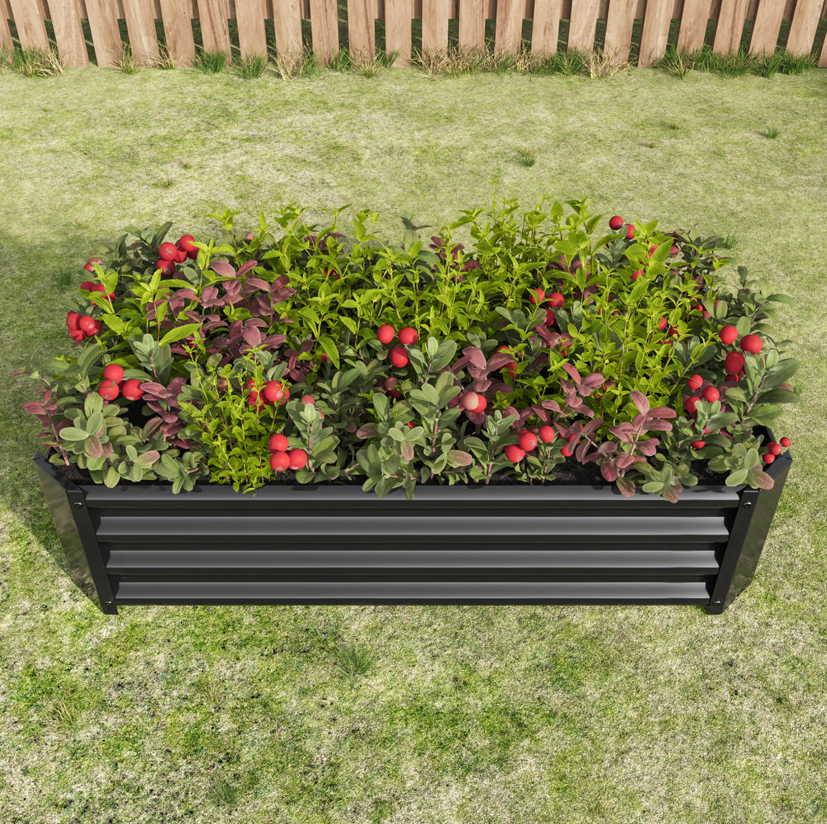 BLUMENKASTEN aus Metall 120x60x30 cm in Schwarz mit offener Basis - Schwarz, Metall (60/30/120cm) - Modfu