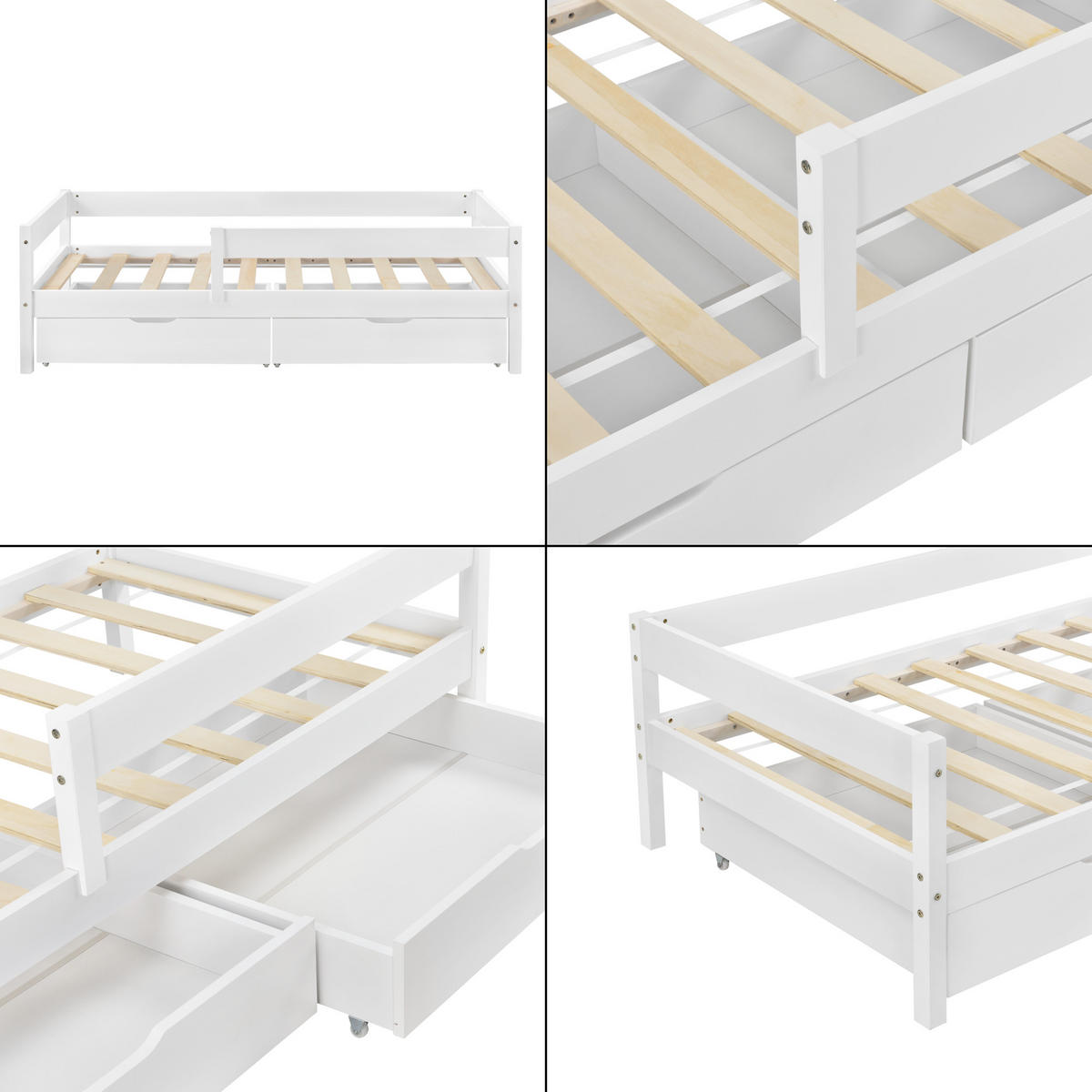 KINDERBETT Borgarnes - Weiß, Holz (90/200cm) - [en.casa]