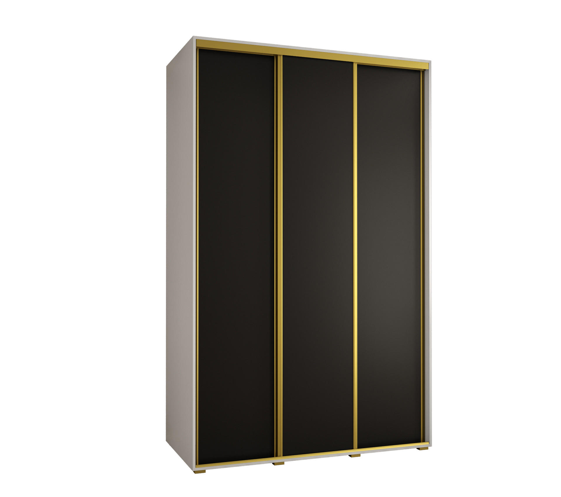 Abiks Möbel Schwebetürenschrank Weiß, Schwarz, Gold 160x235x60 cm