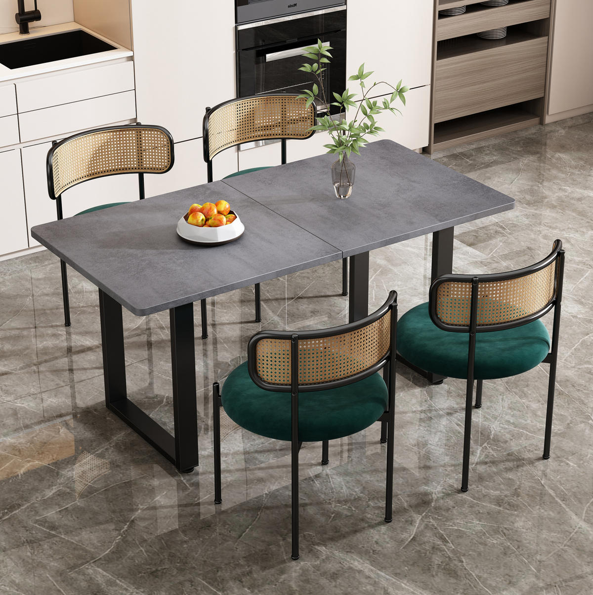 JEDÁLENSKÝ stôl 190 cm čierny/sivý, industriálny štýl, z drevotriesky a kovu - čierna, kompozitné drevo (140/70/75cm) - BEAOK