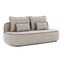 KINDERSOFA Vero im modernen und abgerundeten Design mit Schlaffunktion und Bettkasten aus Taupe Plüschstoff mit brauner Paspel - Taupe/Schwarz, Holz/Kunststoff (210/90/98cm) - S-Style Möbel
