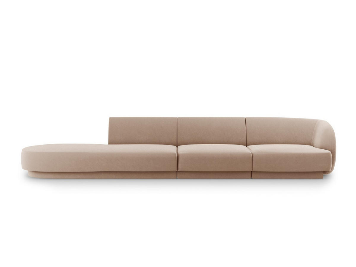 LINKES-SOFA Miley aus Samt cappuccino 4 Sitzplätze - Cappuccino, Textil (90/70/323cm) - Micadoni
