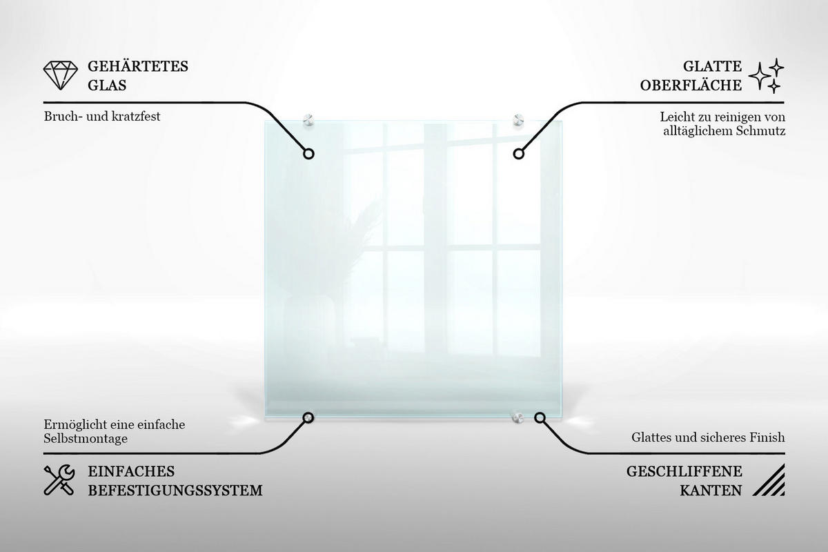 KÜCHENRÜCKWAND 60 x 60 cm Transparente Glasplatte - Transparent, Glas (60/60/0.4cm) - TULUP