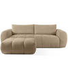 SOFA LIRA mit Pouf, Beige, Bouclé - Beige, Holz/Holzwerkstoff (96/43/50cm) - KONSIMO®