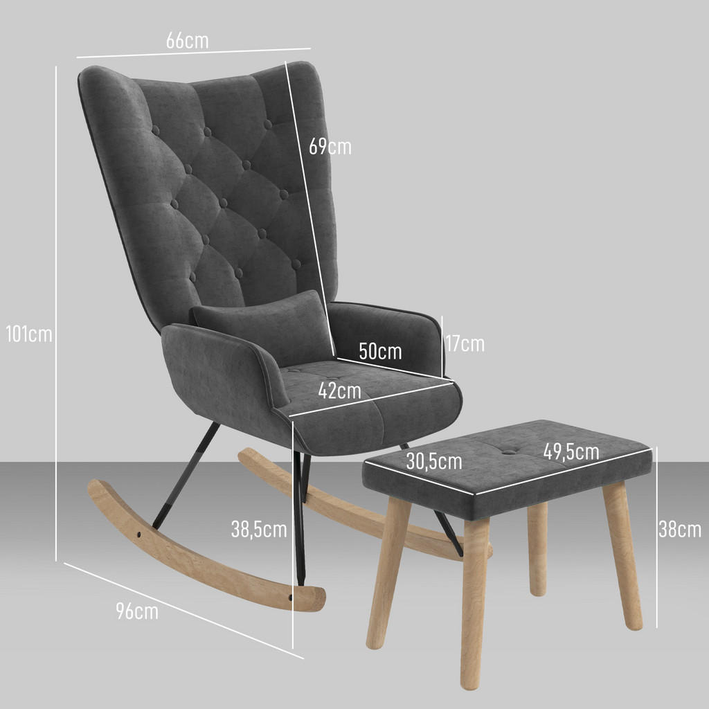 Thumbnail - Homcom Schaukelsessel, Dunkelgrau, Kunststoff, 96x101x66 cm, Wohnzimmer, Sessel, Relaxsessel