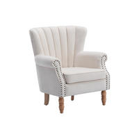 SESSEL - Stoff mit Nieten - Cremefarben - BATOUMI - Creme, Textil (78/90/72cm) - Vente-Unique