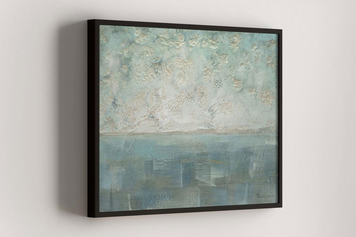ÖLGEMÄLDE 100/75 cm - Petrol/Weiß, Holz/Textil (1.9/75cm) - KUNSTLOFT