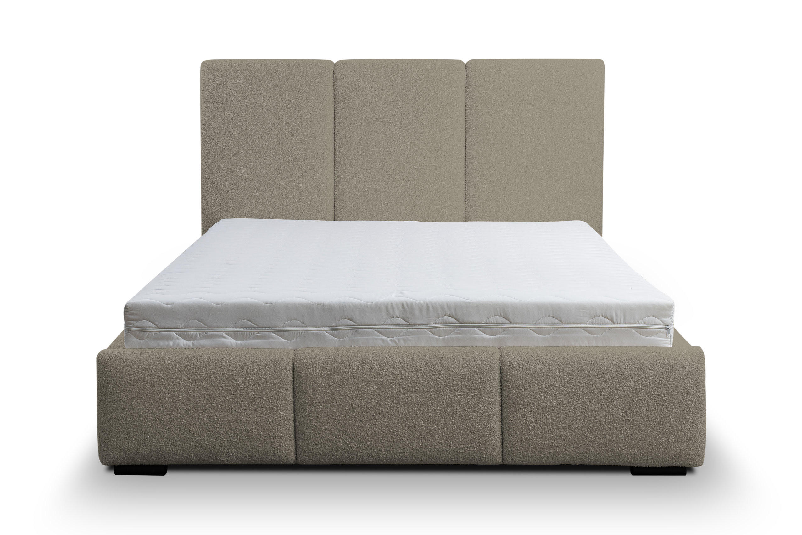 POLSTERBETT Basti mit Kopfteil, 160 x 200 cm, mit Bettkasten und Lattenrost aus Metall, Bouclé-Stoff, Frabe: Hellbraun - Hellbraun, Holz/Kunststoff (160/200cm) - VENASI MÖBEL