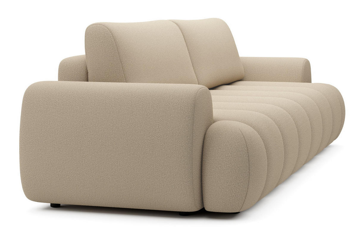 SOFA 260 cm mit Schlaffunktion Puro, Bettkasten, Modern Design, Beige - Beige, Holz (263/81/110cm) - Emporius