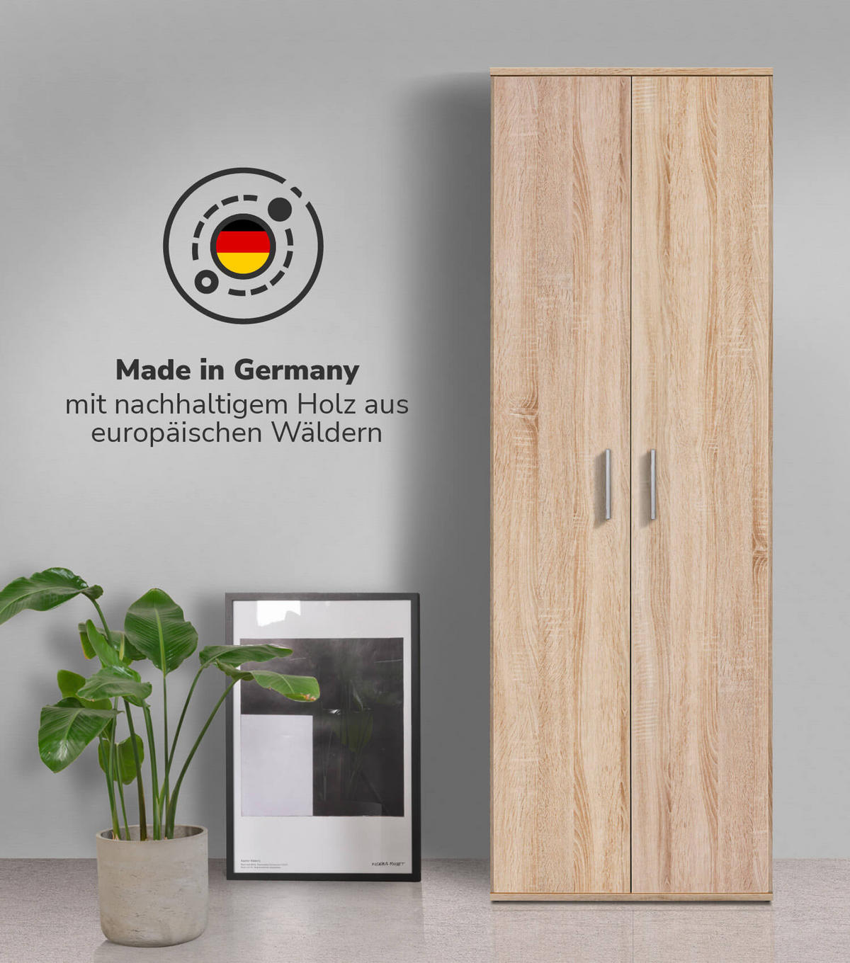 MEHRZWECKSCHRANK Der Lange - Weiß/Sonoma Eiche, Holzwerkstoff (60/180/34cm) - Mokebo