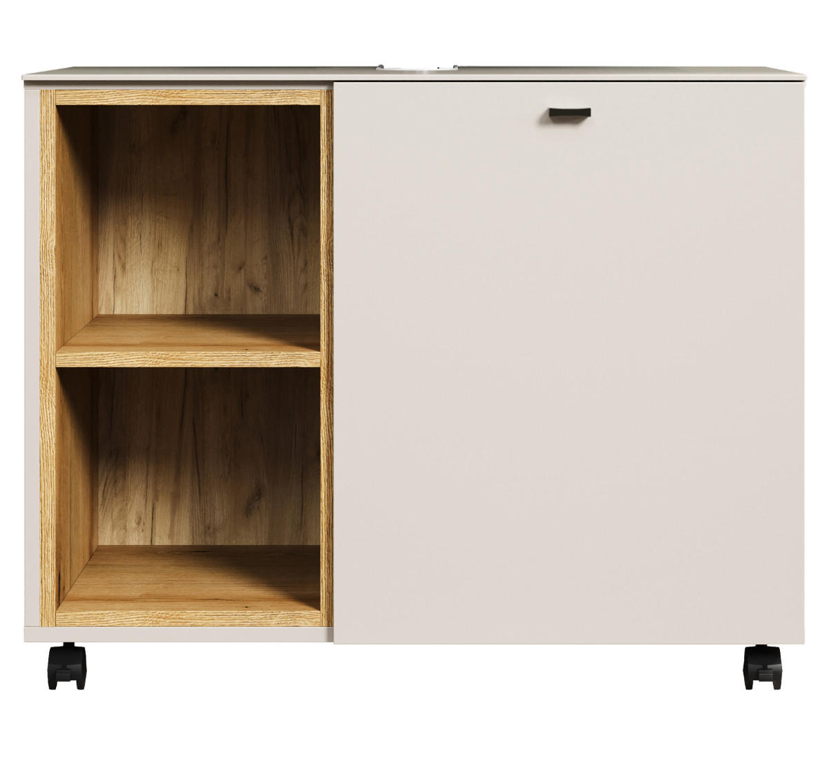 WASCHBECKENUNTERSCHRANK Sand, Evoke Eiche 80 cm, Badschrank auf Rollen, Soft-Close - Sandfarben/Kaschmir, Holzwerkstoff/Metall (80/64/42cm) - Top.Furn