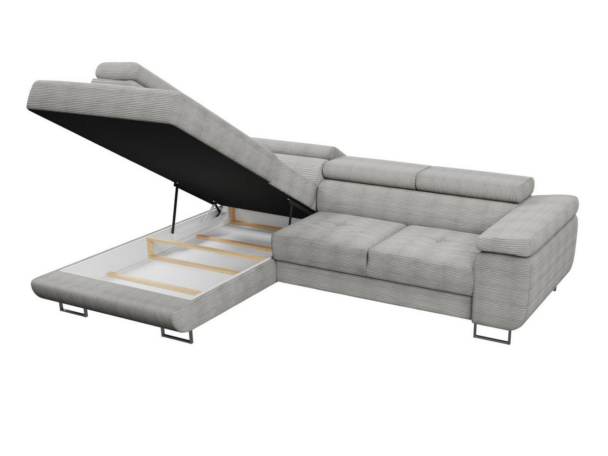 ECKSOFA Caris Cord, Seite: Links - Blau, Holz/Textil (273/203cm) - Sofnet