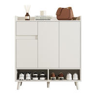 SCHUHSCHRANK 35/90/99 cm weiß aus Spanplatte mit verstellbaren Einlegeböden - Weiß, Holzwerkstoff (90/99/35cm) - OKWISH