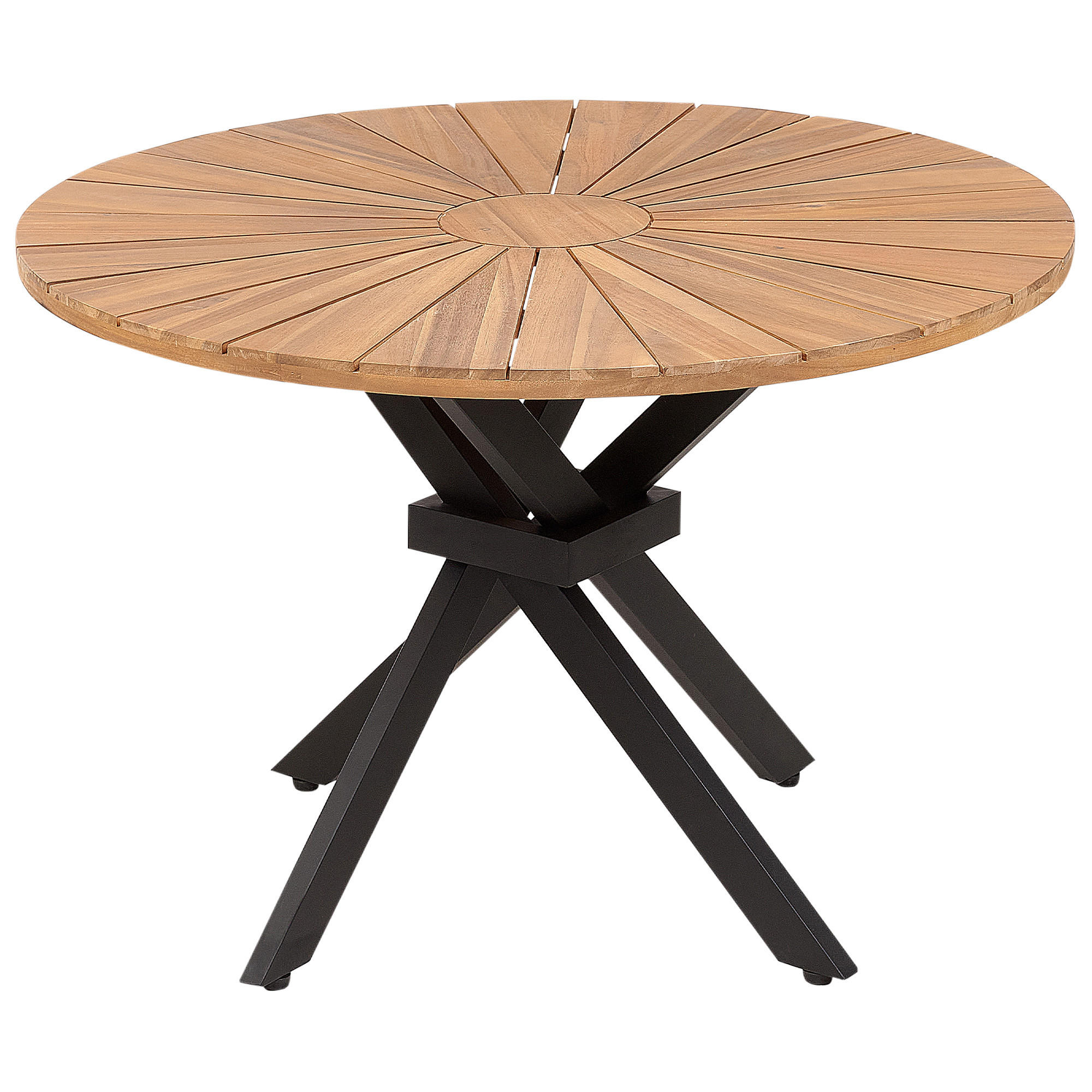 GARTENTISCH Heller Holzfarbton Cissone - Hellbraun/Schwarz, Holz (110/110/75cm) - Beliani