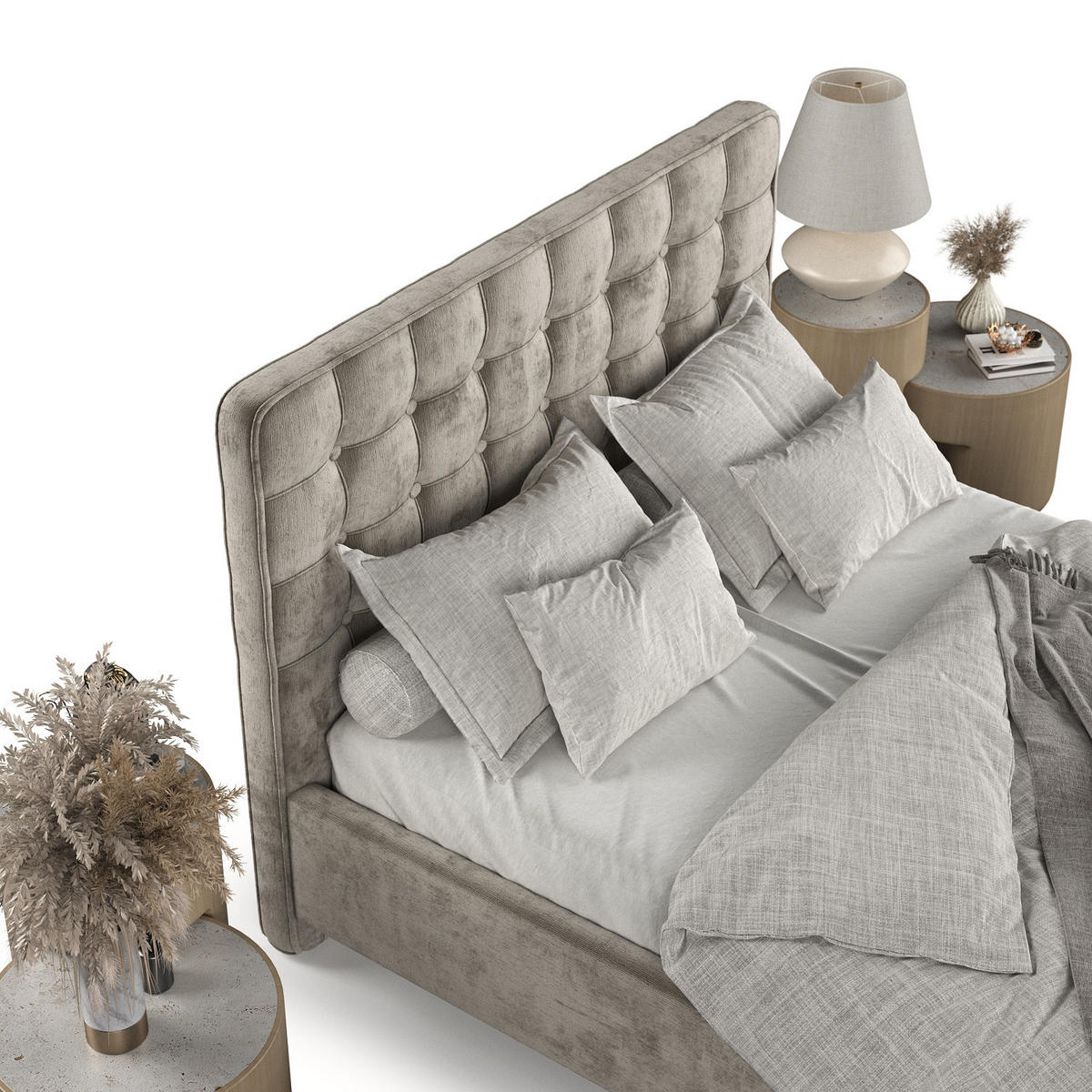 POLSTERBETT Paloma 120/200 cm Beige im Lotta Stoff - Beige/Naturfarben, Holz/Holzwerkstoff (120/200cm) - AltaBeds