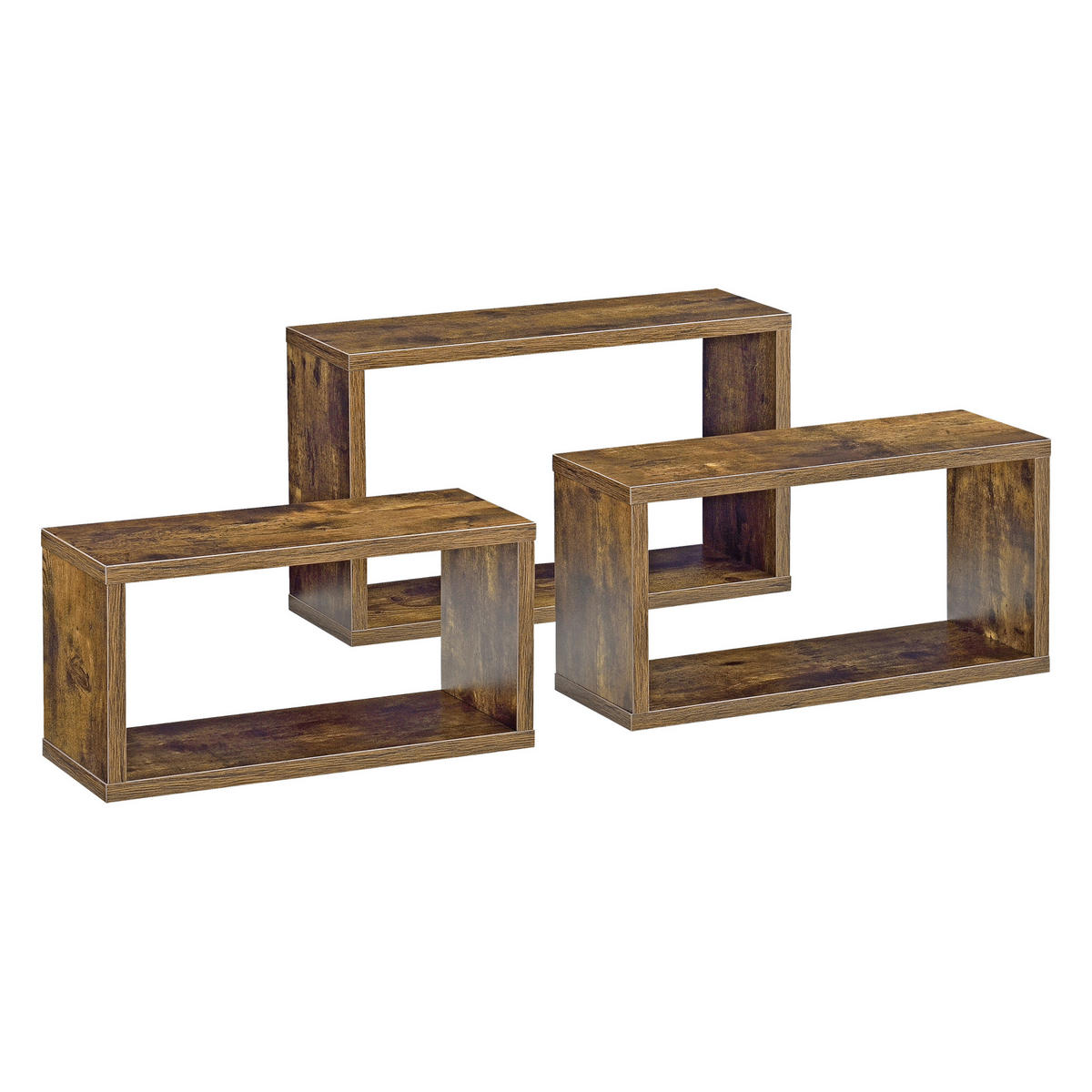 WANDREGAL-SET 3 TLG. Mandal - Dunkelbraun, Holzwerkstoff (37/19/14.5cm) - [en.casa]