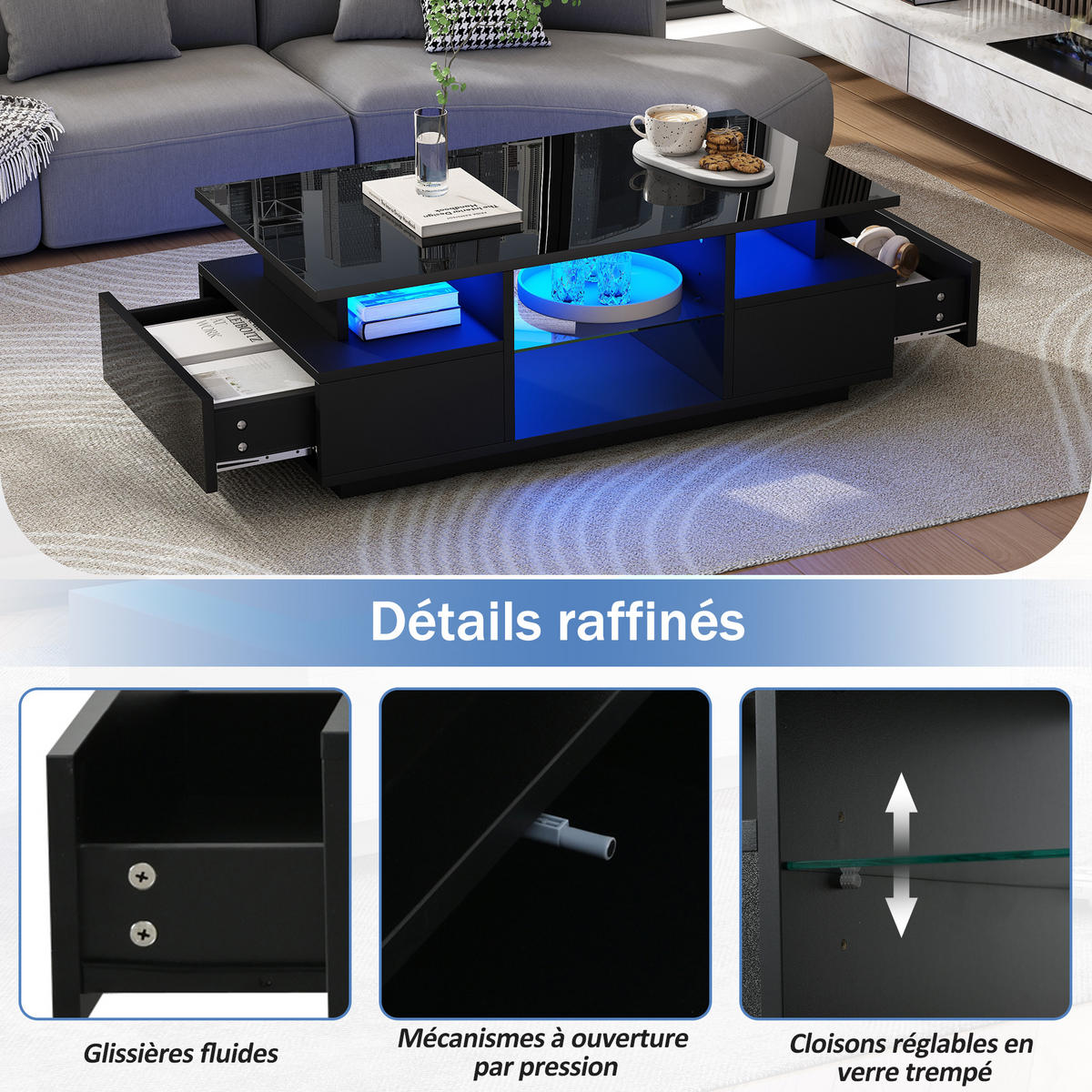 COUCHTISCH Schwarz - Schwarz, Holzwerkstoff (100/50/36cm)