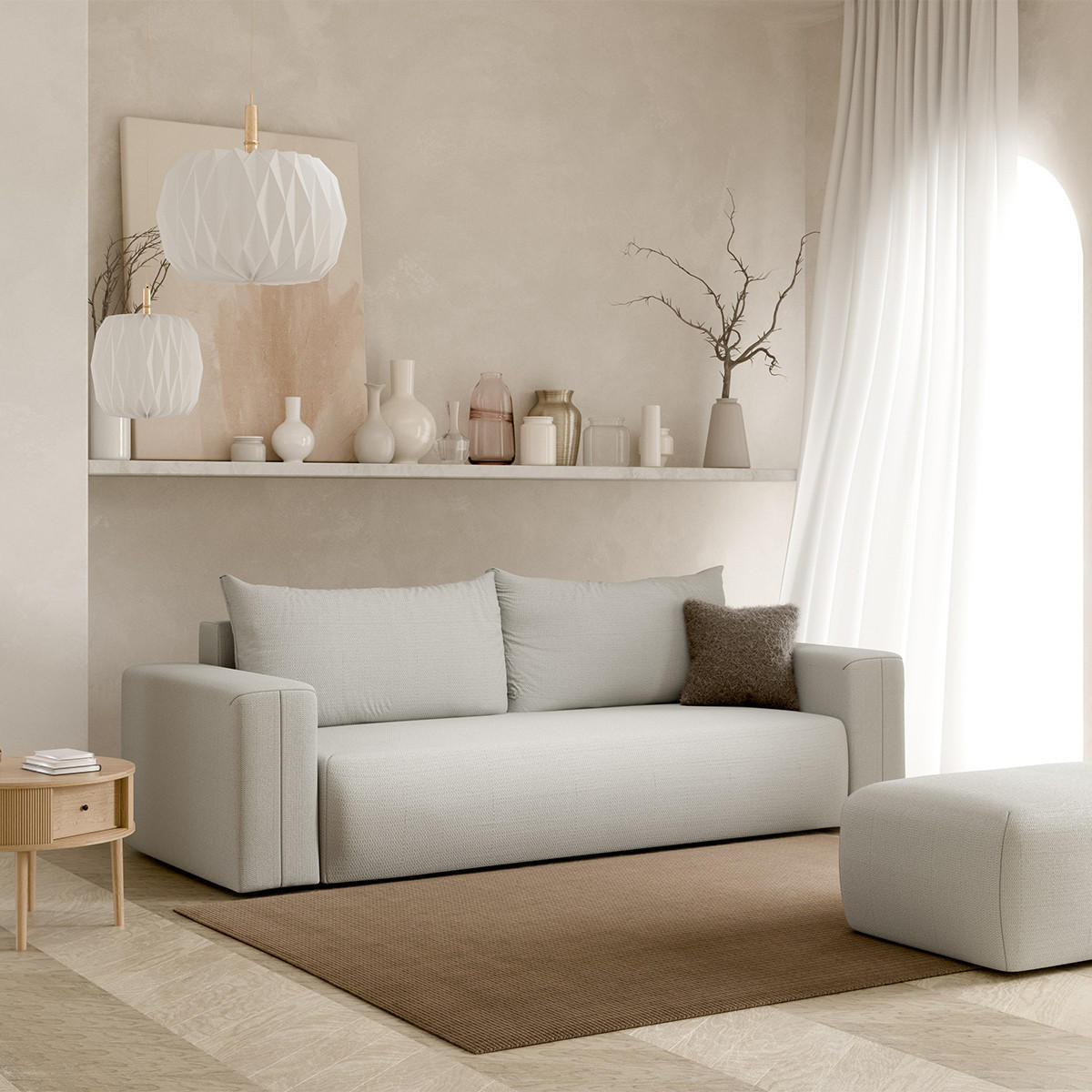 SOFA Bliss 3 Sitzplätze Hellgrau - Grau, Holz (252/72/97cm) - Petits-meubles