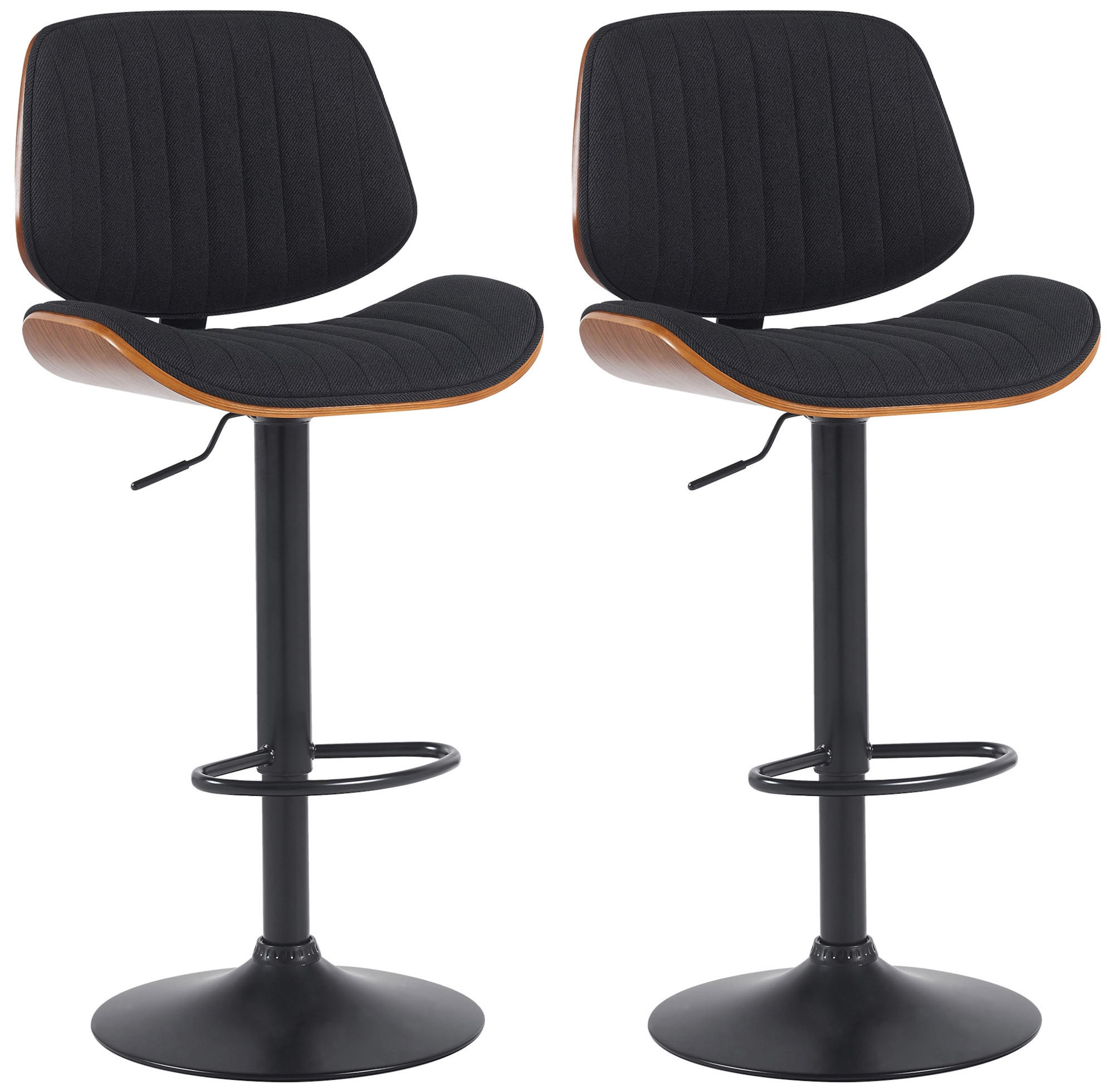 BARHOCKER 2er Set Stoff Walnuss/Schwarz - Walnussfarben/Schwarz, Textil/Metall (50/94/50cm) - CLP