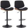 BARHOCKER 2er Set Stoff Walnuss/Schwarz - Walnussfarben/Schwarz, Textil/Metall (50/94/50cm) - CLP