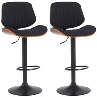 BARHOCKER 2er Set Stoff Walnuss/Schwarz - Walnussfarben/Schwarz, Textil/Metall (50/94/50cm) - CLP