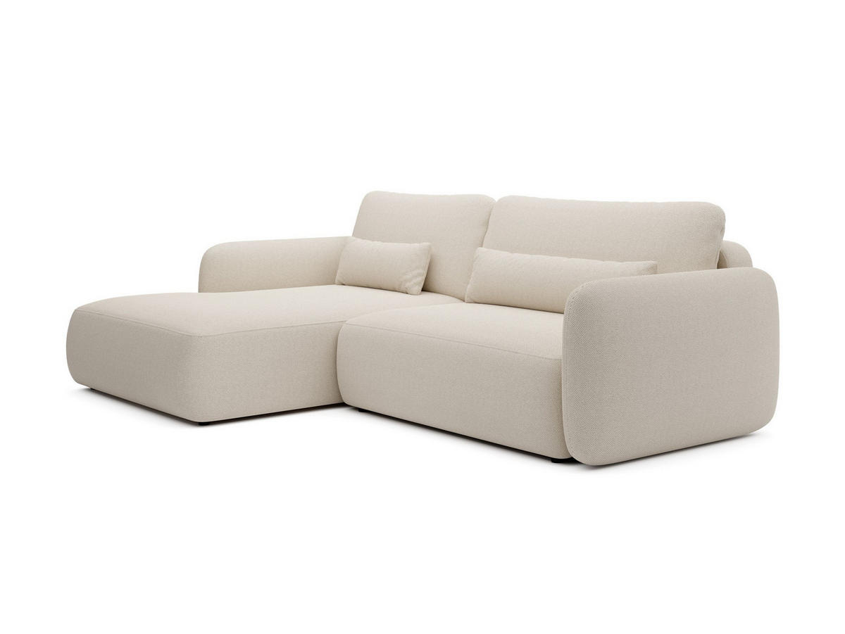 ECKSOFA ATTO Beige Jersey mit Schlaffunktion - Beige, Holz (243/163cm) - MASSENO