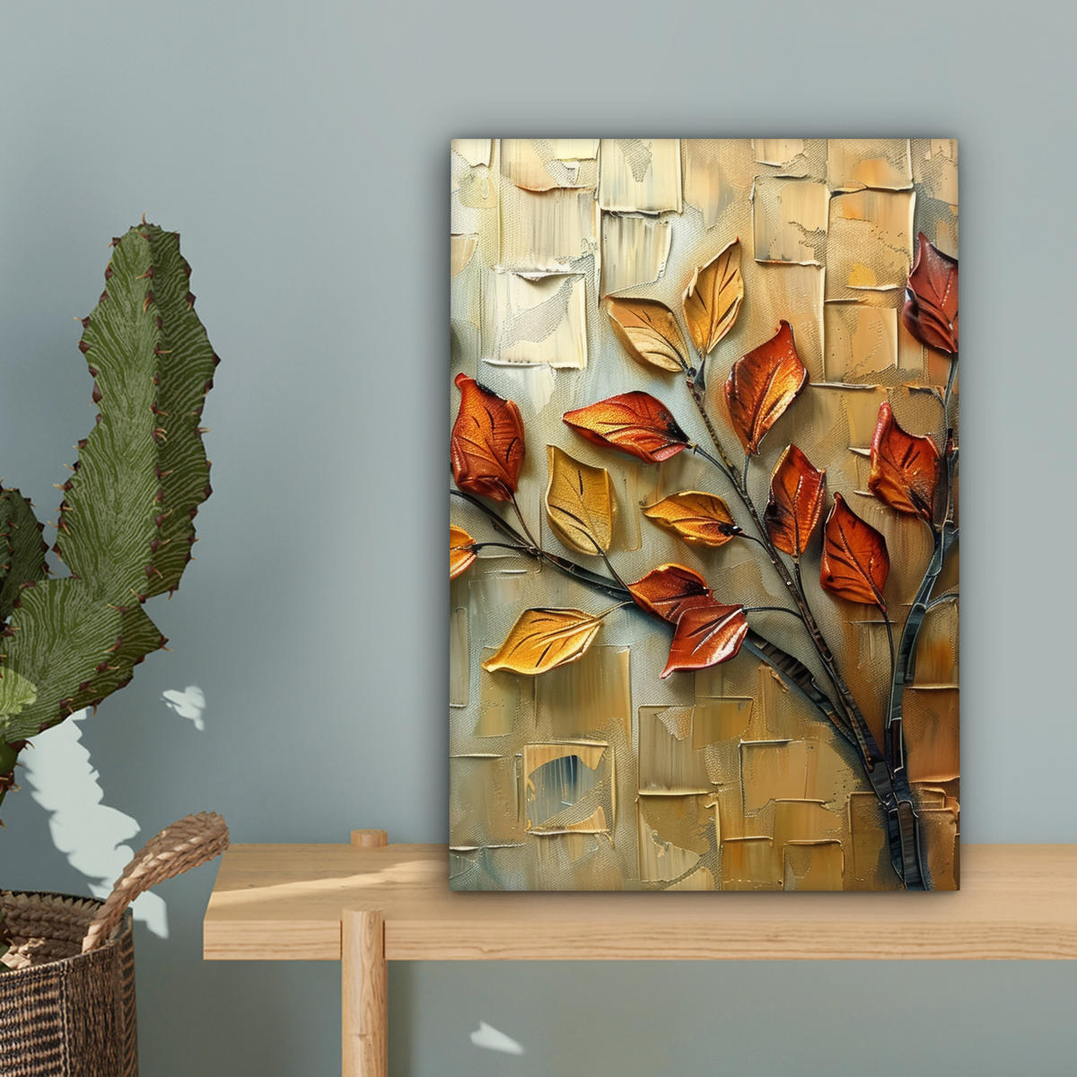 LEINWANDBILD Baum - Abstrakt - Natur - Kunst Deko Wohnzimmer 20x30 cm - Goldfarben, Textil (20/30cm) - MuchoWow