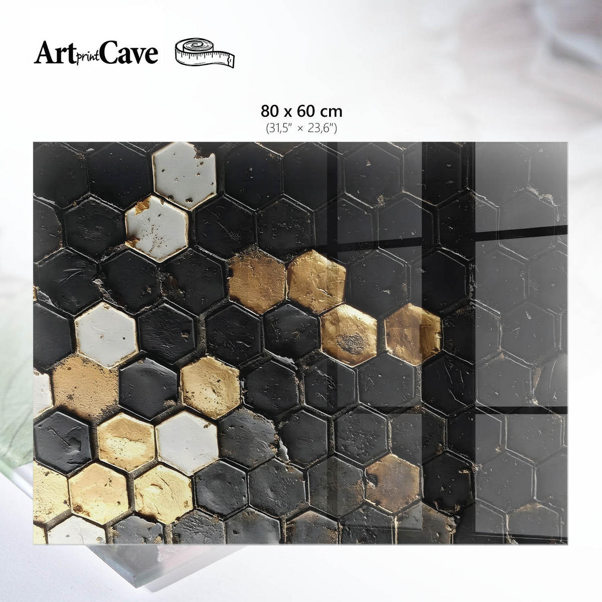 GLASPLATTE 80x60 cm – Geometrisches Mosaik - Grün, Glas (0.4/80/60cm) - ArtPrintCave