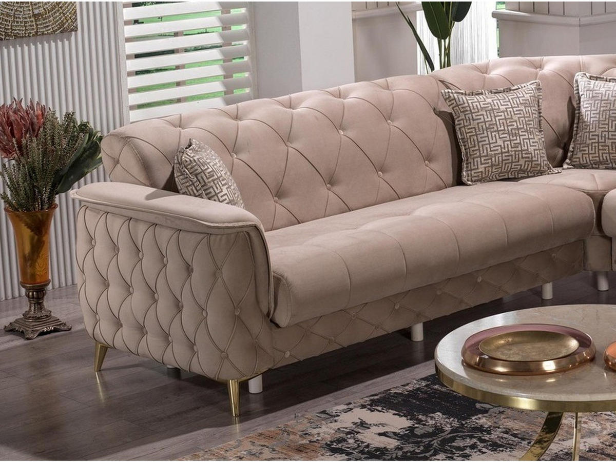 ECKSCHLAFSOFA Sucre Beige - Langer Schenkel Links - Beige, Holzwerkstoff/Kunststoff (315/245cm)