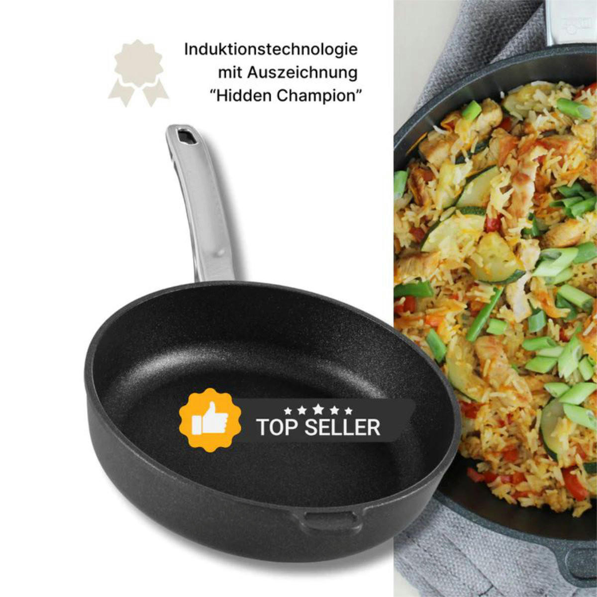 SCHMORPFANNE 28 cm GIGANT Newline für alle Herdarten - Schwarz, Metall (28cm) - BAF