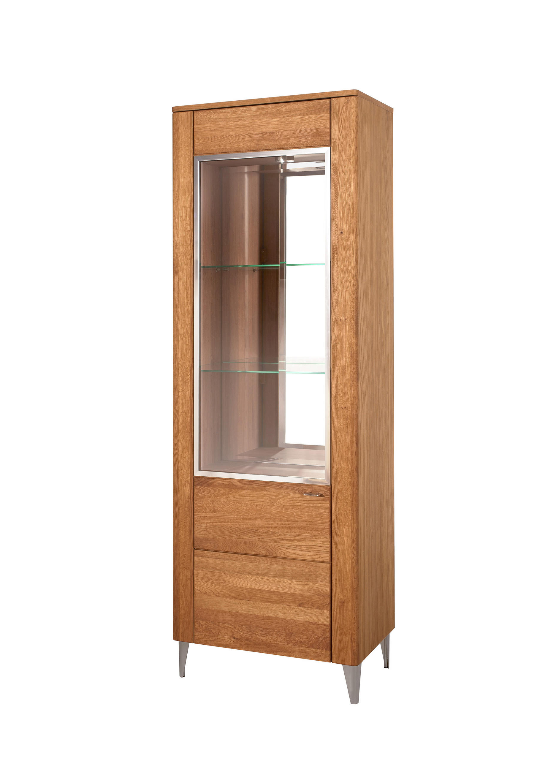 STANDVITRINE Latina Honig Eiche 70 / 42 / 200cm - Honigeiche/Braun, Holz/Metall (70/200/42cm) - Feldmann-Wohnen