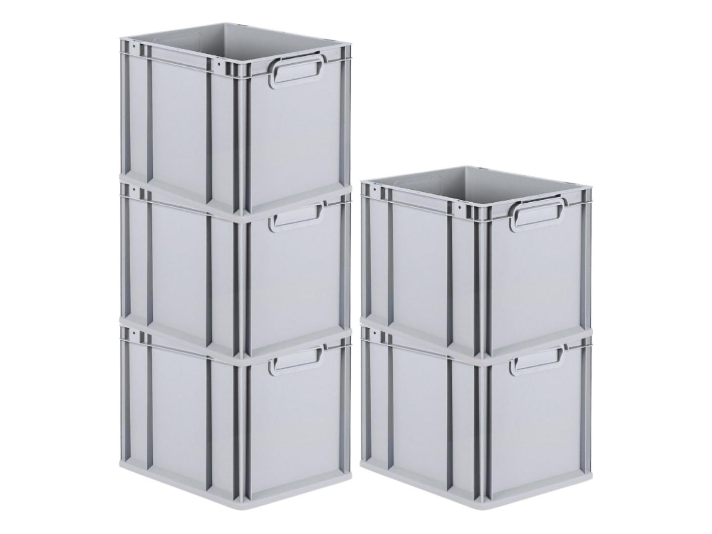EUROBOX 5x Nextgen Economy Griffe Geschlossen 32x30x40cm 30 Liter - Grau, Kunststoff (30/32/40cm) - PROREGAL