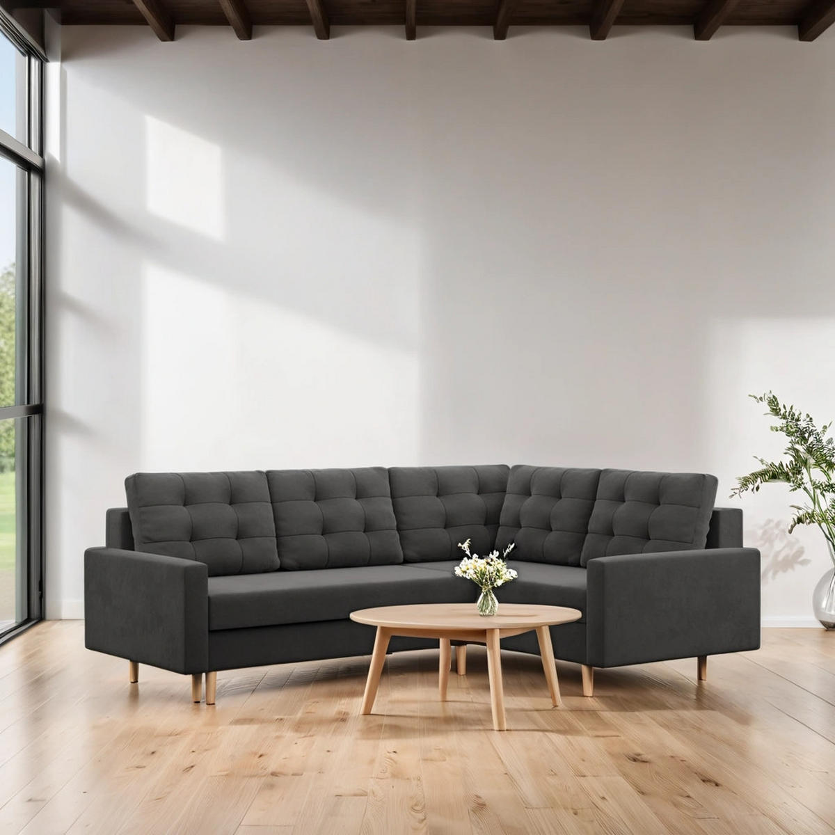 ECKSOFA Blank rechts grau - Grau, Textil (223/172cm) - SIMKAM Furniture