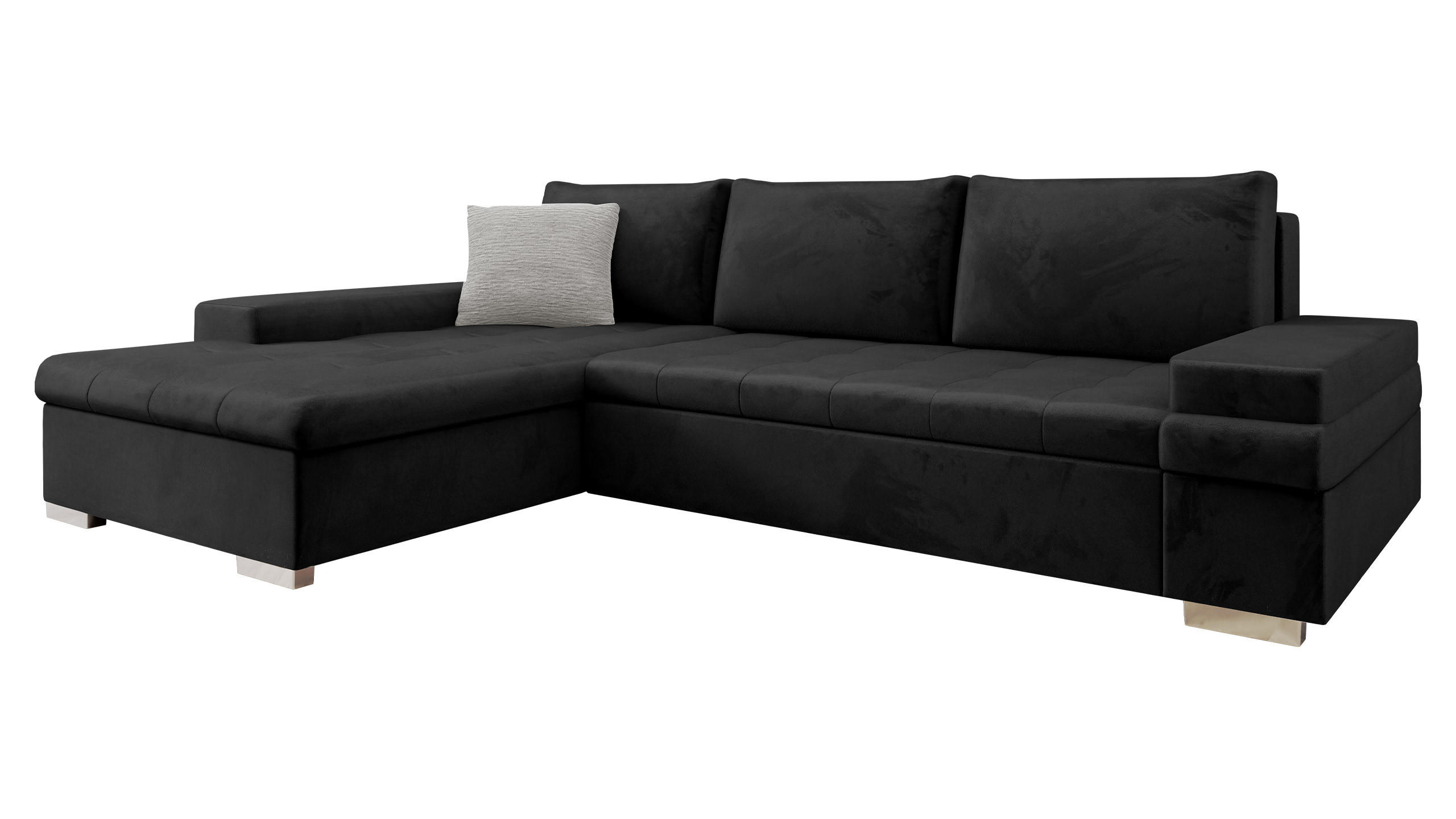 Mirjan24 Ecksofa Schwarz, Hellgrau 274x182 cm