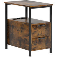 BEISTELLTISCH mit Ladestation 55 x 35 x 58,5 cm Braun mit 2 Schubladen - Braun, Holz (55/35/58.5cm) - Meubliv