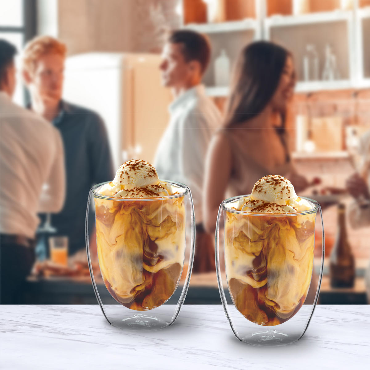 LATTE Macchiato Gläser - Transparent, Glas (9/11/9cm) - Relaxdays