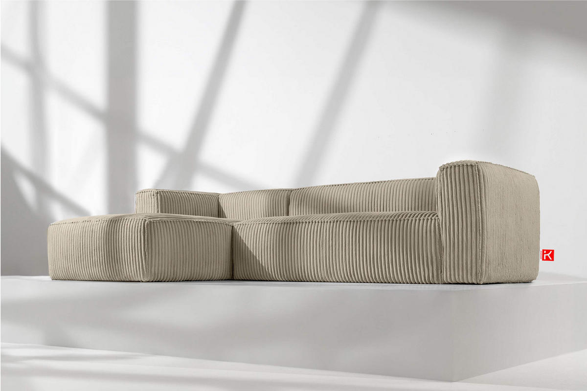 ECKSOFA-LINKS FEROX Modern, Cord-Stoff, beige - Beige, Textil (305/175cm) - KONSIMO®