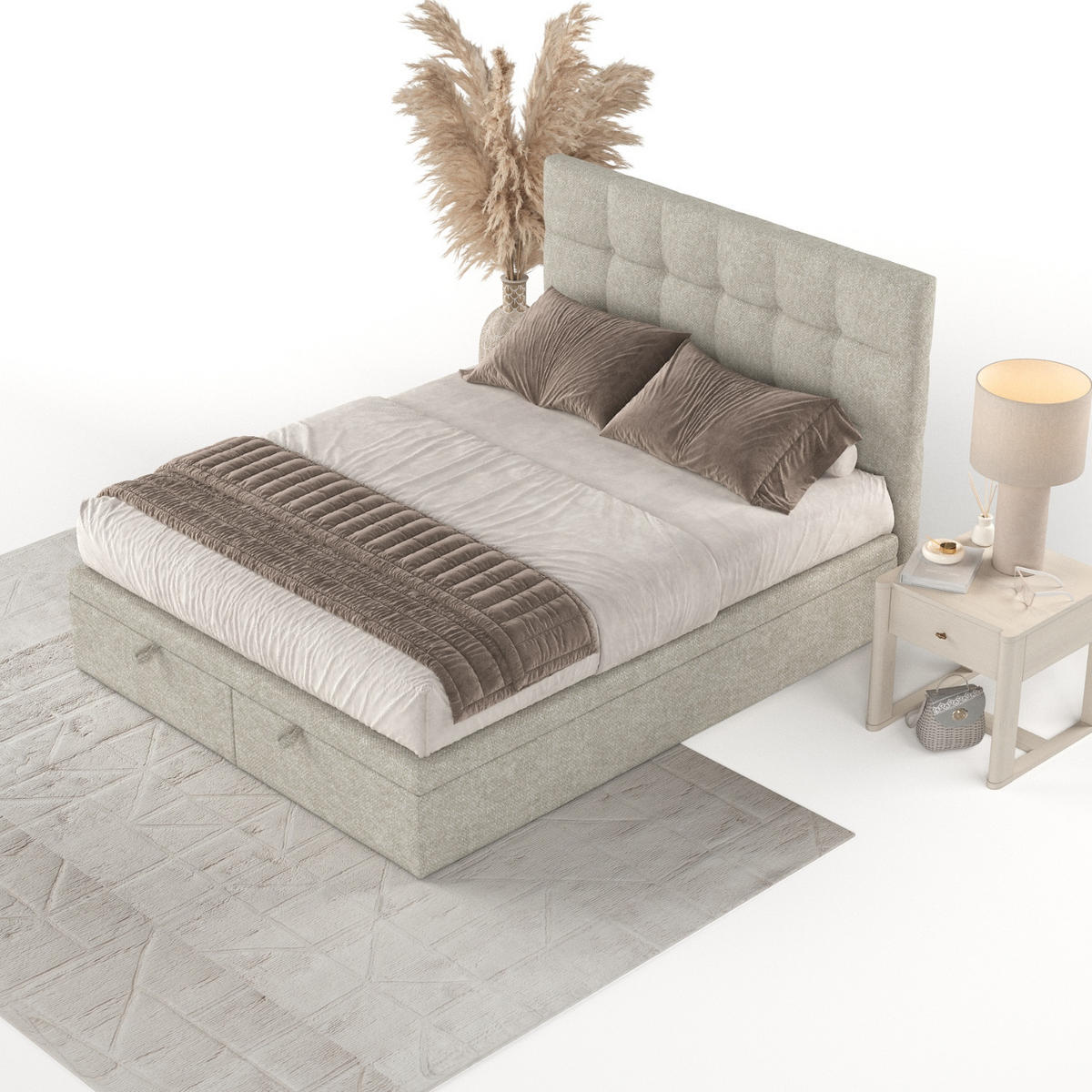 POLSTERBETT Guam mit Stauraum 180/200 cm Beige im Alta Stoff - Beige/Schwarz, Holz/Holzwerkstoff (180/200cm) - AltaBeds