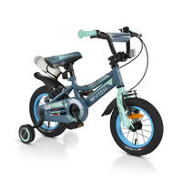 KINDERFAHRRAD 12 Zoll Prince grau-blau sportliches Design, Stützräder, Kettenschutz - Grau, Metall (63cm)