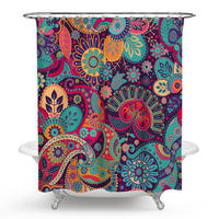 DUSCHVORHANG floral 150 x 180 cm Dekor Badezimmer Set mit Haken - Multicolor, Textil (180/150cm) - MCBOSON